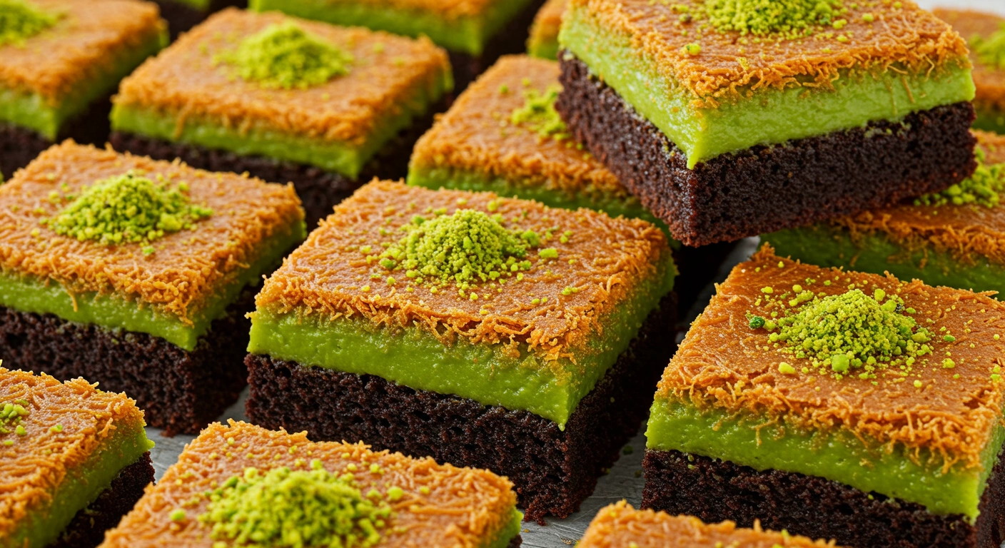 Irresistible Pistachio Kunafa Brownies